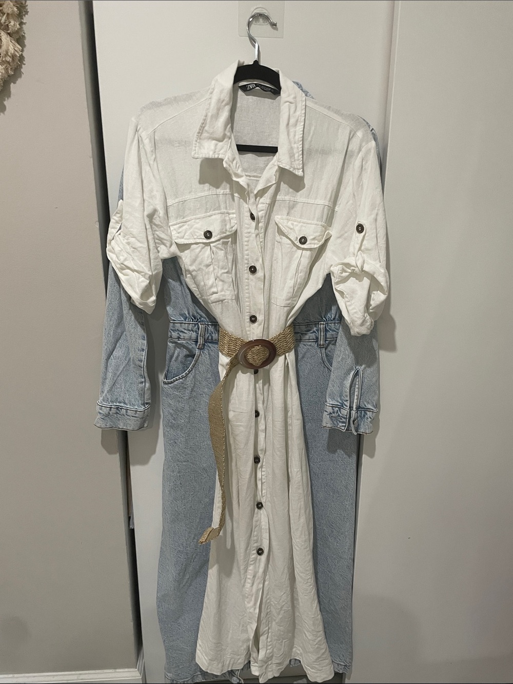 Zara denim dress and linen belted dress bundle